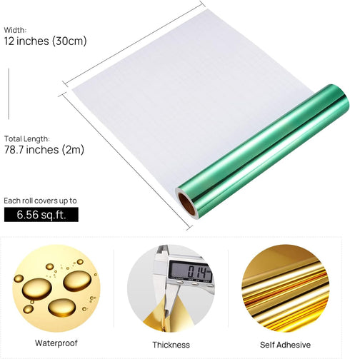 Stickyart Gold Mirror Paper Mirror Sheets Self Adhesive Non Glass Mirror for Craft, Waterproof Reflective Vinyl Permanent Adhesive Vinyl Sticker P...