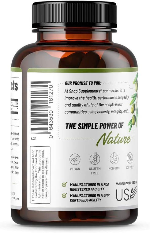 Olive Leaf Extract Capsules - Super Strength 40% Oleuropein for Blood Flow Support, Improve Digestion, Antioxidant Boost Supplement, Improve Brain...