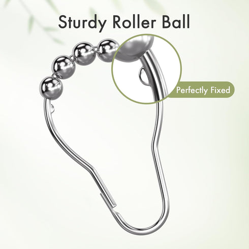Amazer Shower Curtain Rings, Rust-Resistant Metal Shower Hooks Ring Shower Rings for Curtain Rolling Shower Curtain Hooks for Bathroom Shower Rod ...
