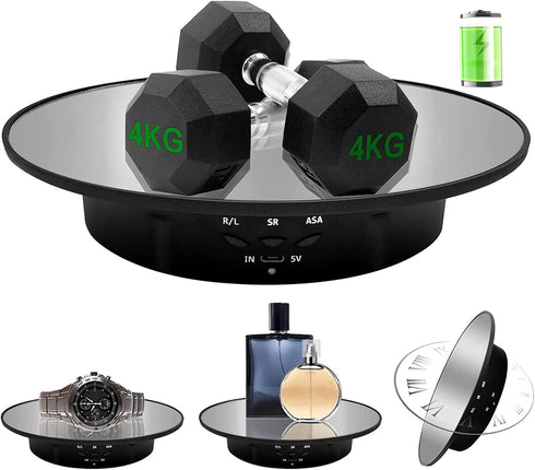 Motorized Rotating Display Stand, 7.87inch /17.6LB Load?Mirror Covered 360 Degree Turntable Display Stand for Photography Products and Shows, Max ...