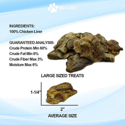Max and Neo Freeze Dried Chicken Liver Dog Treats - Single Ingredient, Pasture Raised, Antibiotic Free, Human Grade Chicken Grown in The USA - We ...