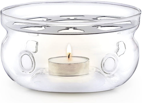 Teabloom Celebration Teapot Warmer - Standard Size (5-inch Diameter) - Heatproof Borosilicate Glass Tea Warmer - Tealight Candle Included...
