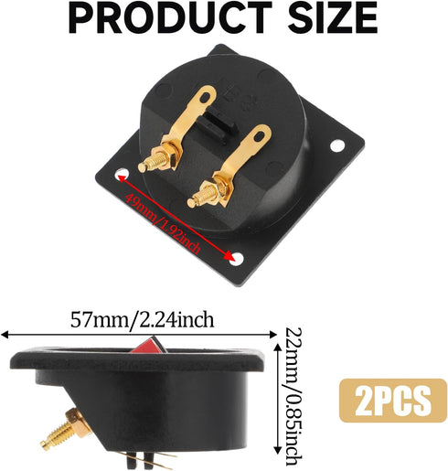 2 Pcs Square Speaker Box Terminal Cup Black 2 Inch 2-Way Spring Loaded Jacks Speaker with Screws Wire Connector Binding Post Cup Connector Subwoof...