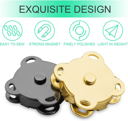 CooBigo Magnetic Snaps Buttons for Purses Magnetic Closures for Purses Bags Clothes Handbags,Magnetic Purse Closure Fasteners,Sewing on Magnetic S...