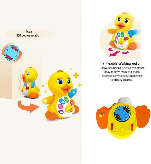 Musical Flapping Yellow Duck Interactive Action Educational Learning Walking Light Up Dancing Toy for 1 Year Old Baby Toddler Infant...