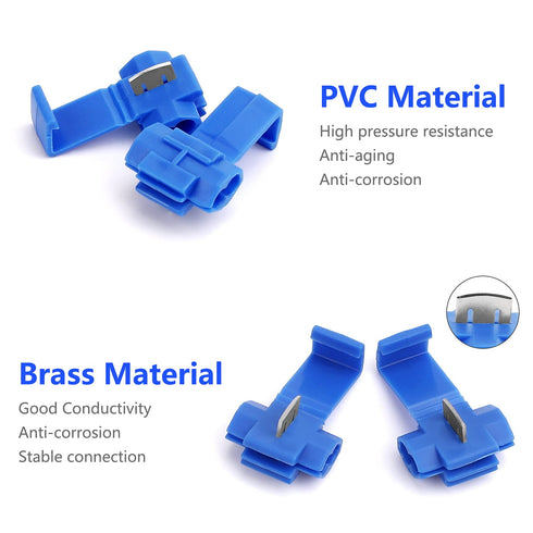 150 pcs Quick Splice Wire Connectors, Solderless Snap Electrical Connector, Blue, Wire Splice Connector, Insulated Wire Crimp Connectors Terminal ...