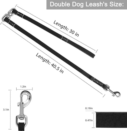 Leather Dog Leash, 5 ft x 1/2 inch Lightweight Thick Soft Leather Dog Leash, 360 Swivel No Tangle Walking Leash for Large, Medium and Small Dogs T...