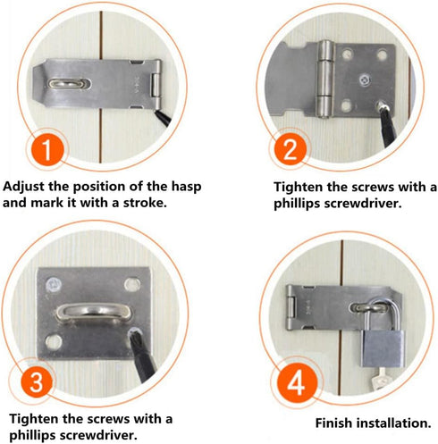 SZHDX Door Locks Hasp Latch, 5 Inch 304 Stainless Steel Safety Packlock Clasp Hasp Lock Latch, Extra Thick Gate Lock Hasp with Screws Brushed Fini...