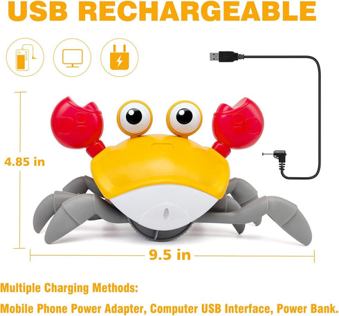 Baby Toys Crawling Crab Tummy Time Toy, Dancing Moving Walking Escape Cute Crab Learning Crawl Boy/Girl Gift, Interactive Development Sensory Toy ...