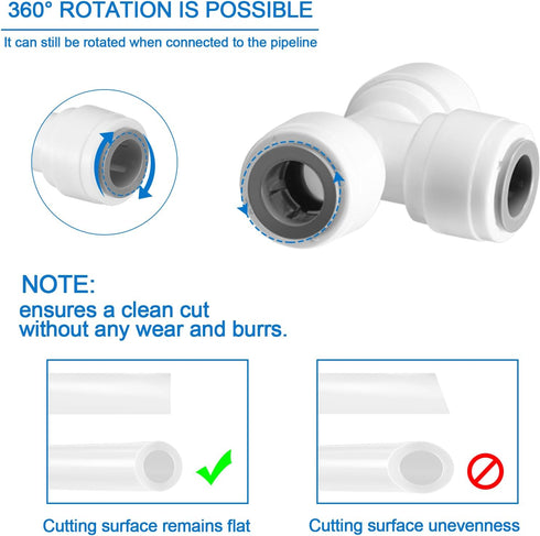 3/8" O.D.Quick Connect Fittings,Food Grade 3/8" Push to Connect Fittings,3/8" Water Line Fittings for RO(Reverse Osmosis) Systems(Ball Valve+T+Uni...