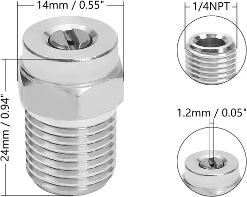 MroMax Pressure Washer Nozzle, 1/4NPT Thread 304 Stainless Steel Spray Tip, 1Pcs (40 Degree, 1.2mm Orifice Diameter) Silver Tone...