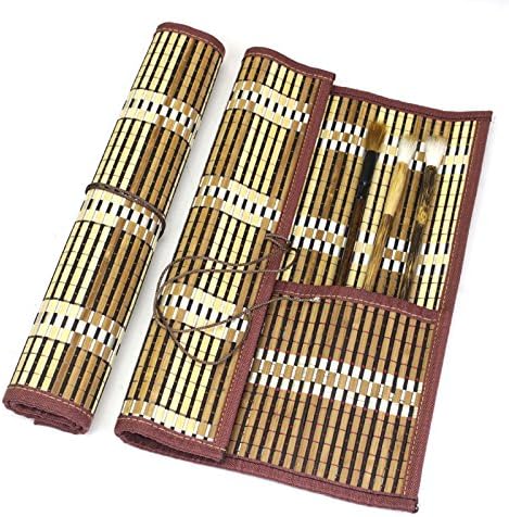 Easyou Bamboo Calligraphy Brush Holder Rollup Portable Protector 36x32cm(14.1"*12.5")...
