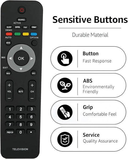 Replacement Remote Control for Philips TV 46PFL3706/F7 47PFL5603D/27 47PFL5603D/F7 52PFL5704D 52PFL5704D/F7...