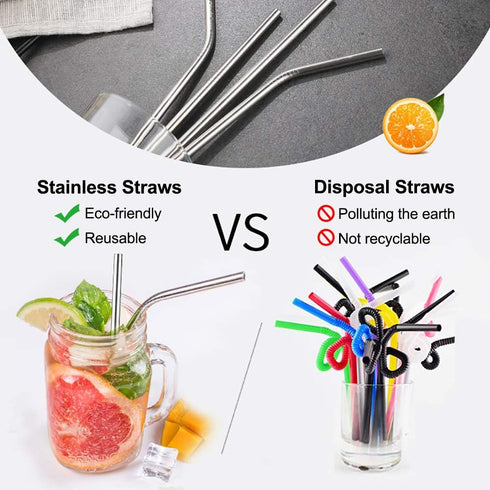 Lazycorner 16 Pcs Metal Straw Reusable 8.5" 10.5" 6mm Stainless Steel Straws for Tumblers 20oz-32oz, Rainbow Drinking Straws with Silicone Tips, 4...
