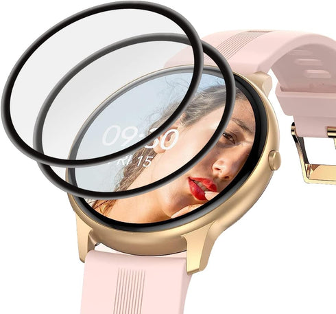 2 Pack Silk Print Screen Protector,Anti-Scratch 9H Hardness Full Coverage Tempered glass Protector Film for AGP-TEK LW11 Smartwatch...