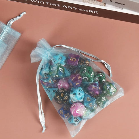 HRX Package 100pcs Organza Favor Bags 4 x 6 inch, Light Blue Mesh Bags Drawstring Sheer Jewelry Pouches for Small Gift Baby Shower Party Candy...