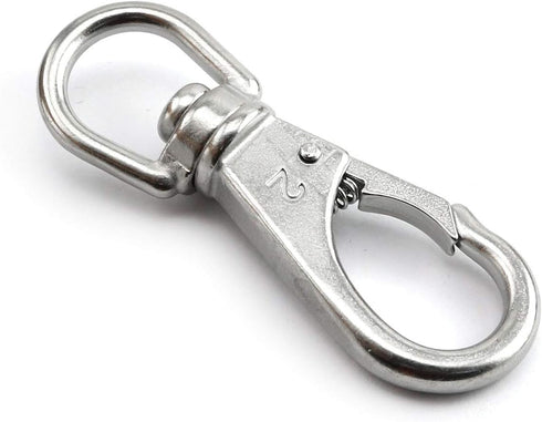 1-Pack M6 Swivel Eye Snap Hook 304 Stainless Steel Boat Marine Pet Chains Keychains Lanyard Hook Multi-Use Spring Snap Hook Clasp Hardware Accesso...