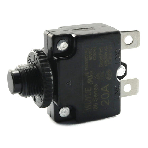 1-Pack Thermal Switch Circuit Breaker Overload Protector 20A Mini Size Push Reset Button Switch...