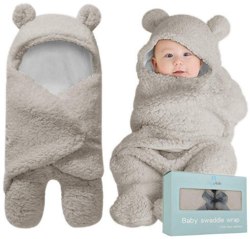 BlueMello Swaddle Blanket | Ultra-Soft Plush Essential for Infants 0-6 Months | Receiving Swaddling Wrap Grey | Ideal Newborn Registry and Toddler...
