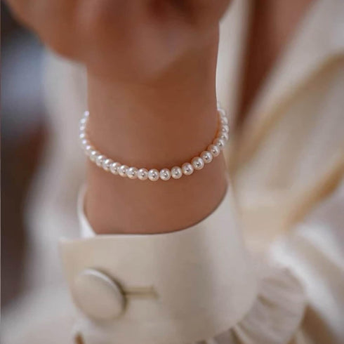 Pearl Bracelet-14K Gold Filled Pear Bracelets for women 6.5”+2”...