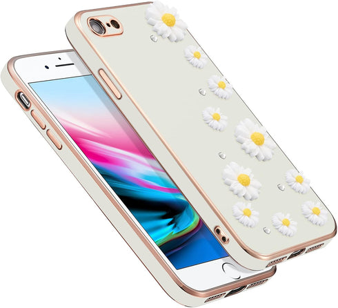 ZCDAYE Solid Color Daisy Case for iPhone 7/iPhone 8/iPhone SE 2020 Case with Camera Protection, Electroplated Plating Case Shockproof Slim Soft TP...