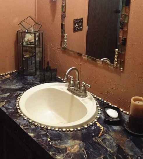Blue Stone Adhesive Marble Paper Granite Look Marble Effect Gloss Vinyl Peel and Stick Countertops Covering Sticker Sheet Roll 15.8inch by 79inch ...
