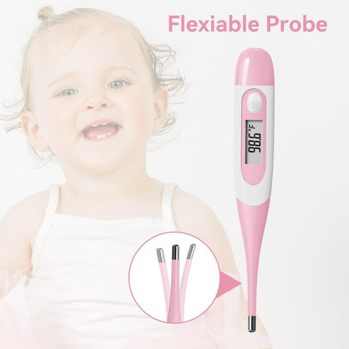 Clinical Digital Thermometer for Adults and Babies, Oral Armpit and Rectal Temperature Thermometer for Fever with Alarm, Flexible Tip...