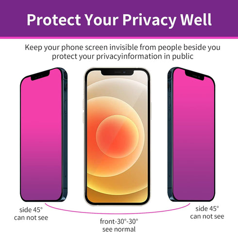 2 Pack Gradient Tempered Glass for iPhone 12 Pro / 12 Privacy Screen Protector for iPhone12 / 12Pro 6.1inch Anti Spy Anti Blue Light Eye Protectio...