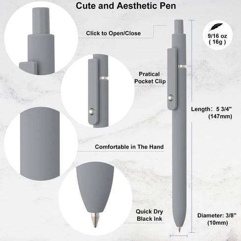 6 Pack Cute Gel Pens, Retractable Quick Dry Gel Ink Pen, Fine Point 0.5mm Black Ink Rolling Ball Gel Pens, Smooth Writing Aesthetic Pens for Home ...