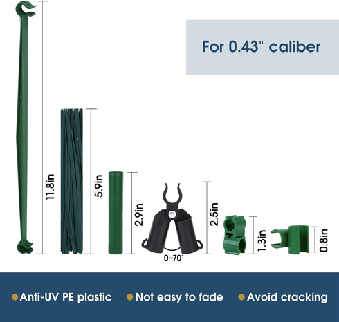 Adjustable Garden Stakes Connectors, Plastic Plant trellis Clips for 0.43 inch Diameter Rods Connecting Joints for Tomato Cage Cucumber Teepee Cli...