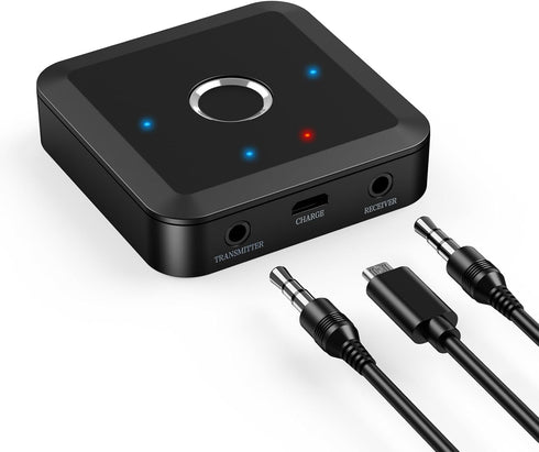 JXTZ Bluetooth 5.2 Transmitter Receiver, aptX Low Latency HD Bluetooth Audio Adapter, Dual Connect Bluetooth Adapter, 3.5mm AUX Output Wireless Au...