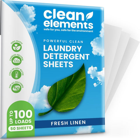 Laundry Detergent Sheets (100 Loads, 50 Sheet) Fresh Linen Scent, Eco Earth Friendly Clean Breeze, Non Toxic People Safe, Washing Travel Supplies,...