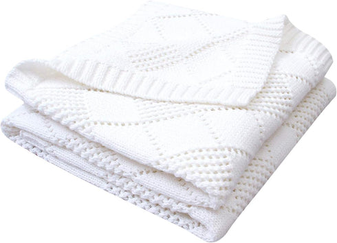 Ziyunlong Baby Blankets Candy Color Knitted Super Soft knitted blankets for Newborn Ivory White 100 * 80cm(40x30In)...