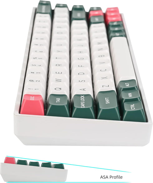 PBT keycaps ASA Profile Double Shot Full Key Caps Set ANSI Layout for Mechanical Keyboard Replacement Compatible with MX-Clone Switches...