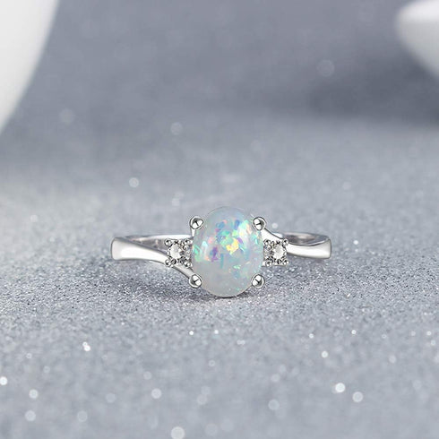 LTCXCXCD Couple Ring Female Opal Color Fashion Jewelry Ring Art Deco Halo Oval Wedding Engagement Ring Round Cubic Zirconia (10)...