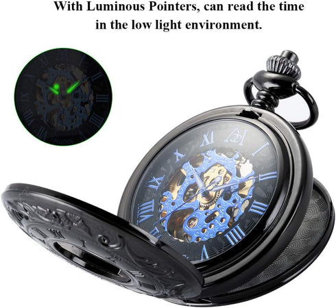 ManChDa Pocket Watch for Dad Gifts for Fathers Day Mechanical Pocket Watch for Dad Men Pocket Watches Engraved...