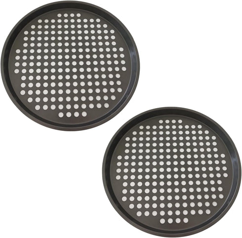 11Inch Pizza Pans with Holes, Nonstick Round Pizza Trays for Toaster Oven, Carbon Steel Pizza Baking Pan Set for Fresh & Frozen Pizza, Vented Pizz...