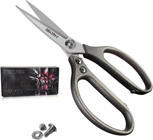 Heavy Duty Scissors 8.5'', All Purpose, Leather Scissors, Reinforced Stainless Steel Blades with Metal Handles for Home, Office, Easy Cutting Card...