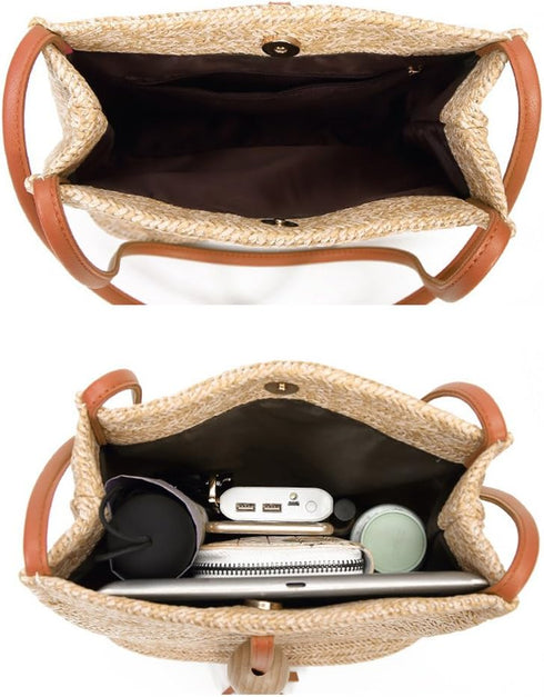 GL-Turelifes Round Summer Straw Bag Big Weave Handbags Beach Shoulder Bags Vocation Tote HandbagsTravel Bag for Women...