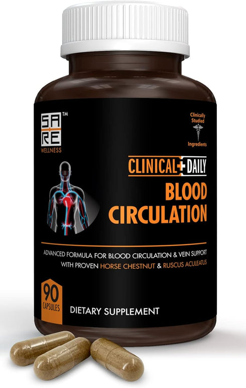 Clinical Daily Blood Circulation Supplements. Butchers Broom, Horse Chestnut, Hawthorn, Cayenne, Arginine, Diosmin Varicose Veins Treatment for Le...