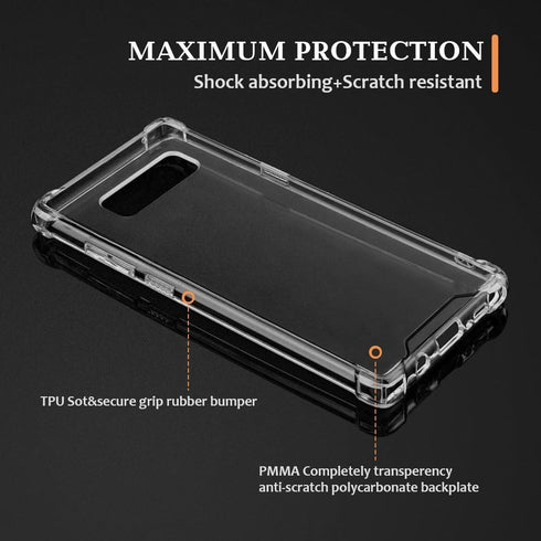 KIOMY Case for Samsung Galaxy Note 8 Shockproof Bumper Protective Cover Hybrid Design Hard PC Back + Flexible TPU Raised Bezel Transparent Slim Fi...
