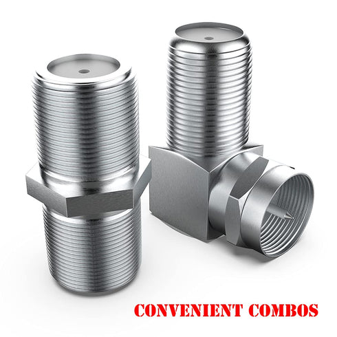 10 Pack RG6 Coaxial Cable Right Angle Connector F Type Female to Male Adapter Connector 90 Degree, F-Type Female to Female Coax Extender TV Cables...