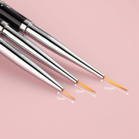 3Pcs Nail Art Brushes, Fcozpjk Nail Art Liner Brushes Set, Sizes 7/9/10mm Nail Design Brushes, Thin Striping Drawing Painting Pen for Gel Polish, ...