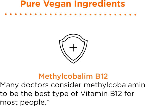 nbpure Organic & Vegan Vitamin Methyl B12 Spray – Natural Energy, Mood, & Nerve System Support for Women, Men, Kids – 500mcg Liquid Methylcobalami...