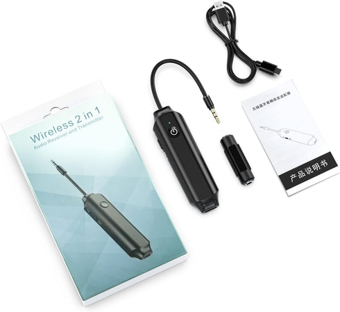 Criacr Aux Bluetooth Car Adapter, Bluetooth 5.0 Receiver Transmitter for Car Home Stereo System and Headphones, Bluetooth Aux Adapter, Portable Wi...