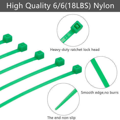 TUZAZO 1000PCS Green Zip Ties for Plants 4 Inches, Heavy Duty 18 Lbs Strong Nylon Wire Ties UV Resistant Plastic Cable Ties for Plants Decor Indoo...