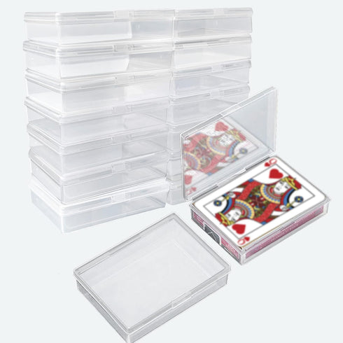 Playing Card Deck Box, 16 pcs Plastic Empty Trading Card Case Holder, 3.8 x 2.7 x 0.8 Inch Clear Card Storage Organizer Containers Snap Closed for...