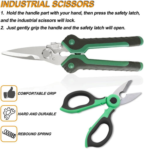 8.5 Inch Heavy Duty Scissors, Multifunction Shears Stainless Steel Blades with TPR Comfort Grips for Cutting Cable Wires, Cardboard, Leather...
