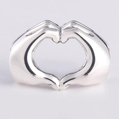 925 Sterling Silver Love Heart Charm in Your Hands Charm Valentine's Day Charm Family Charm for Pandora Charm Bracelet...