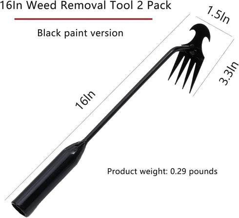 Weed Puller Tool Garden Weed Pulling Tool Portable Garden Weeder Tool Uprooting Weeding Tool 4 Teeth Manganese Steel Forged Hand Weeder for Vegeta...